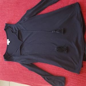 Charmimg Charlie Black top,cold shoulder and tassles